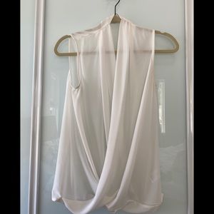 Sheer, white cross cross front blouse
